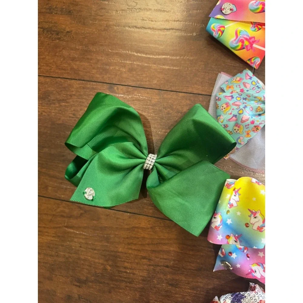 JoJo Siwa‎ Hair Bow Bundle – 13pc Lot w/ Charms, Glitter, Sequins & Prints
